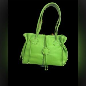 NWT Fatto A Mano By Carlos Falchi Verdi Green Leather Handbag Originally $425